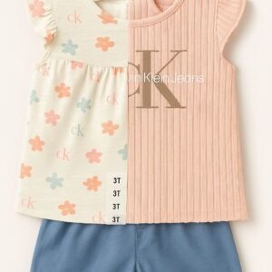 BABY DIANN calvin klein jeans blusa/polera rib acanalada niña rosa pastel