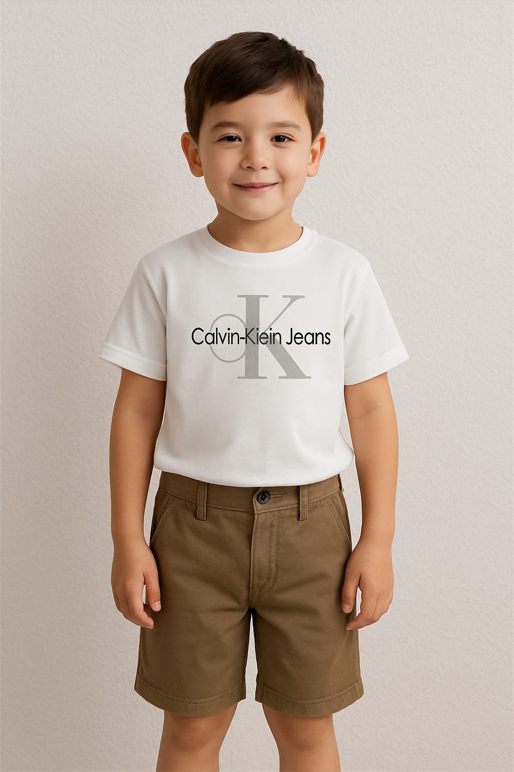 conjunto calvin klein jeans niños polera blanca + short cargo conjunto calvin klein jeans niños polera blanca + short cargo